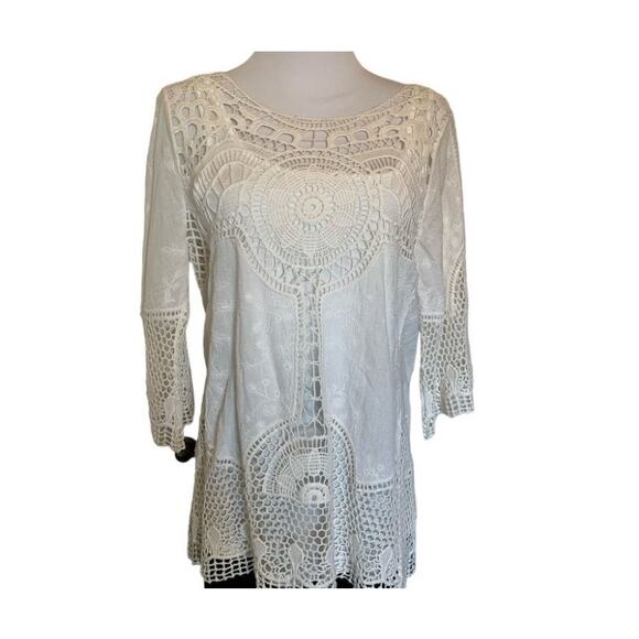 Vicki Wayne lacy crochet top with camisole size petite small - Picture 1 of 8